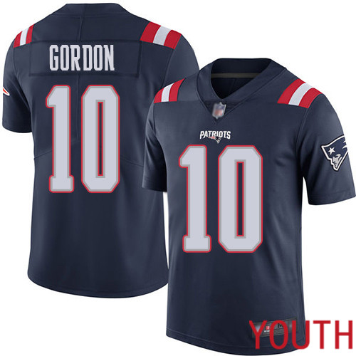 New England Patriots Football #10 Rush Vapor Limited Navy Blue Youth Josh Gordon NFL Jersey